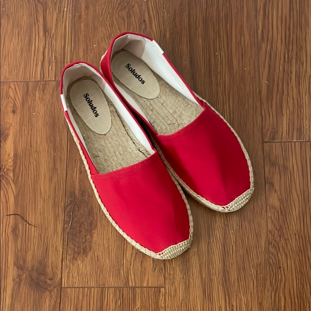 Soludos Red Espadrilles Vibrant Canvas Jute Sole